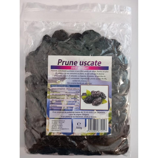 Prune Uscate Eco Bio, Fără Sâmburi - 500g