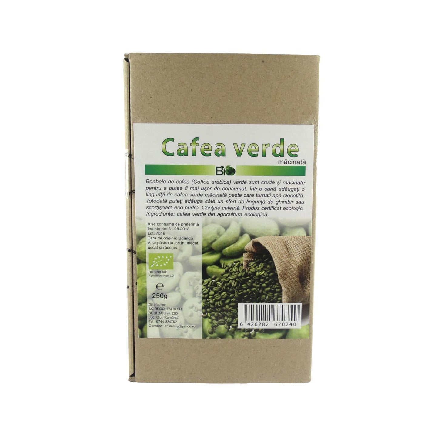 Cafea verde măcinată BIO raw