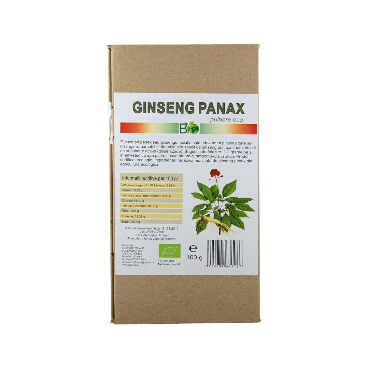 Ginseng panax pulbere BIO 100g